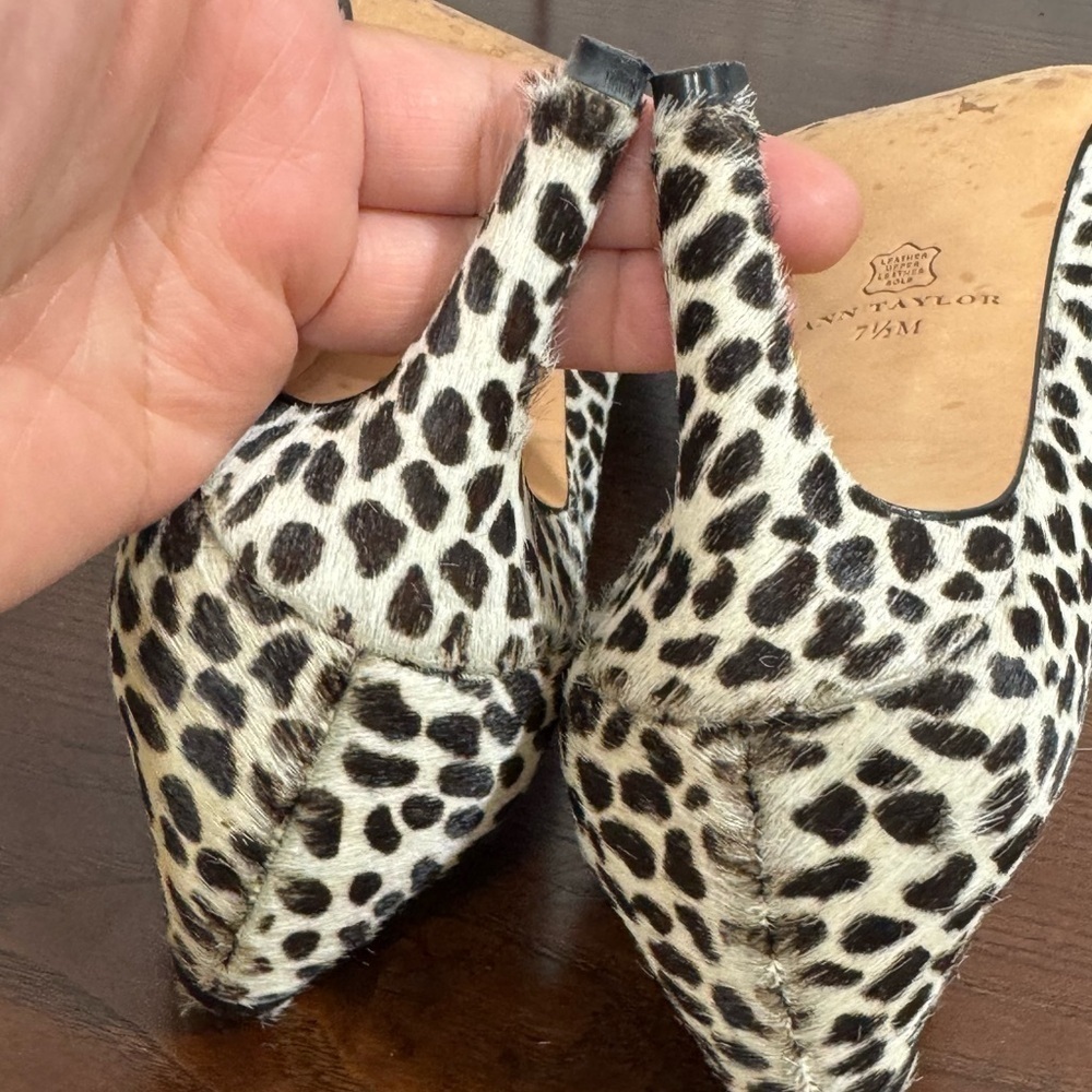 Ann Taylor leopard print Calf Hair, Calf Leather 3” heeled almond toe pumps 7.5 - Picture 6 of 14